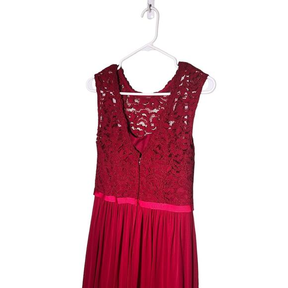 Davids Bridal Red Bridesmaid Prom Dress Maxi Long HOCO Gala Holiday Event Glam - Picture 4 of 10